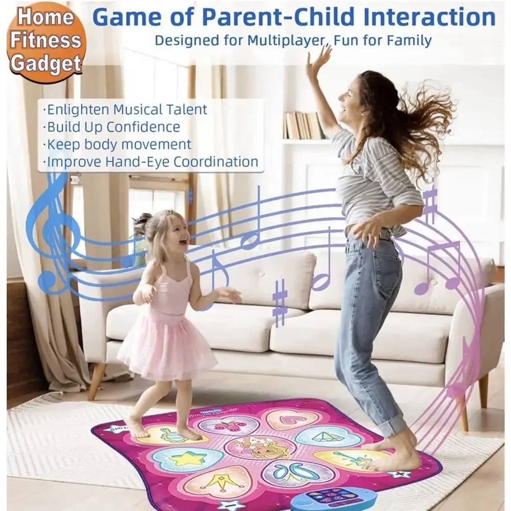 SUNLIN Dance Mat Rhythm Step Play Mat LED Music Kids Pink NIB 35”x36”